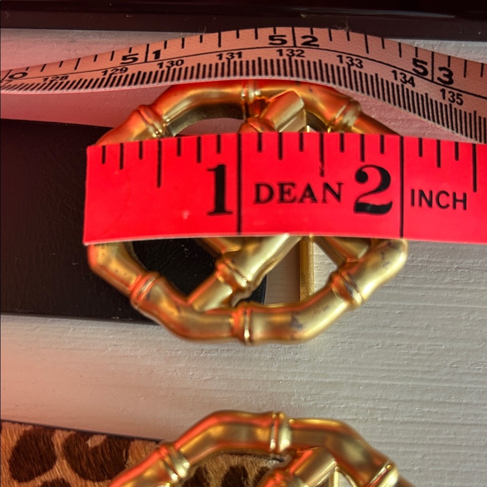Two J. McLaughlin Gold Buckle Leopard and Black Belts large L - Picture 12 of 13